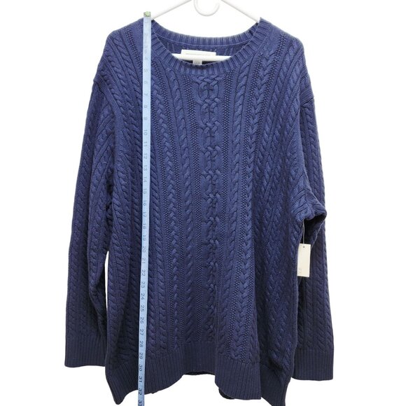 Plus Womens Size 3XL Cable Knit Sweater Blue Cozy Pullover Long Sleeves - Picture 4 of 6